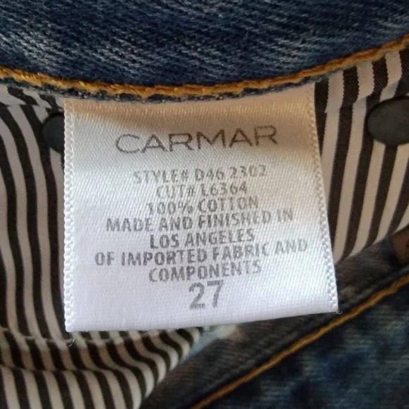 CARMAR button fly distressed cut off jean shorts Size 27